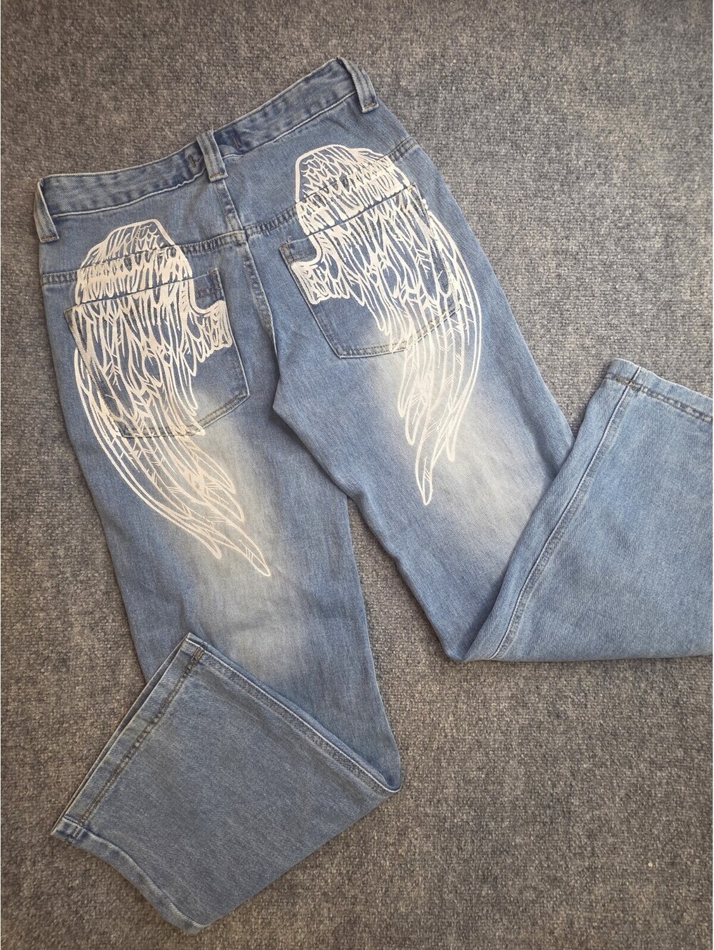Disclosure Angel Wing Jeans Womens 5/27 Light Wash Wide Leg Y2K Skater Grunge